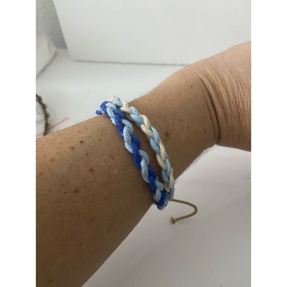 Blue white and beige corded bracelets - Picture 1 of 4
